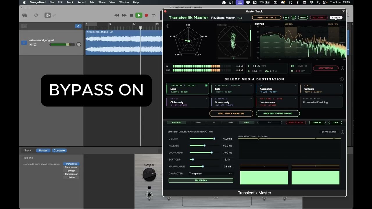 Video tutorial: mastering a track in GarageBand with Transientik Master