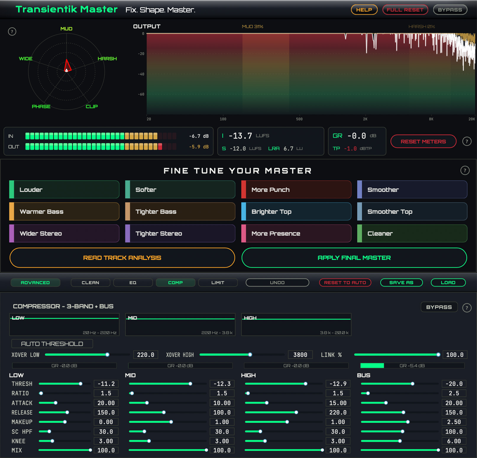 Transientik Master full interface